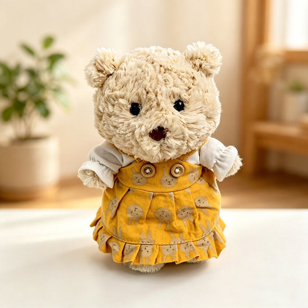Junior Bartholomew Bear clothes outfits -Mustard / Yellow Floral Dress